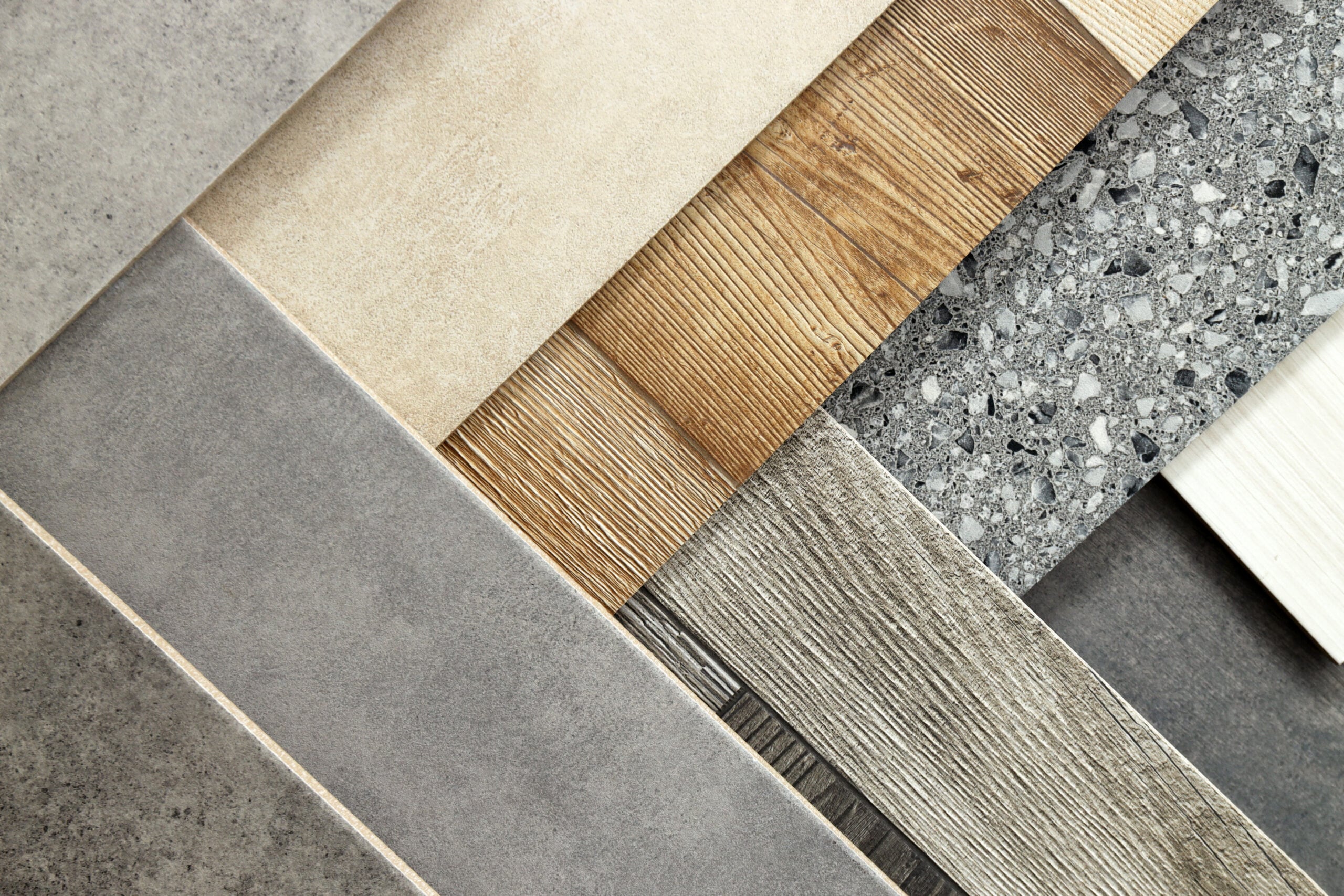 Many different samples of tiles as background, top view