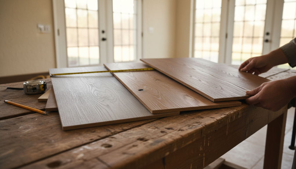 side-by-side luxury vinyl plank and engineered hardwood samples for Central Florida homes